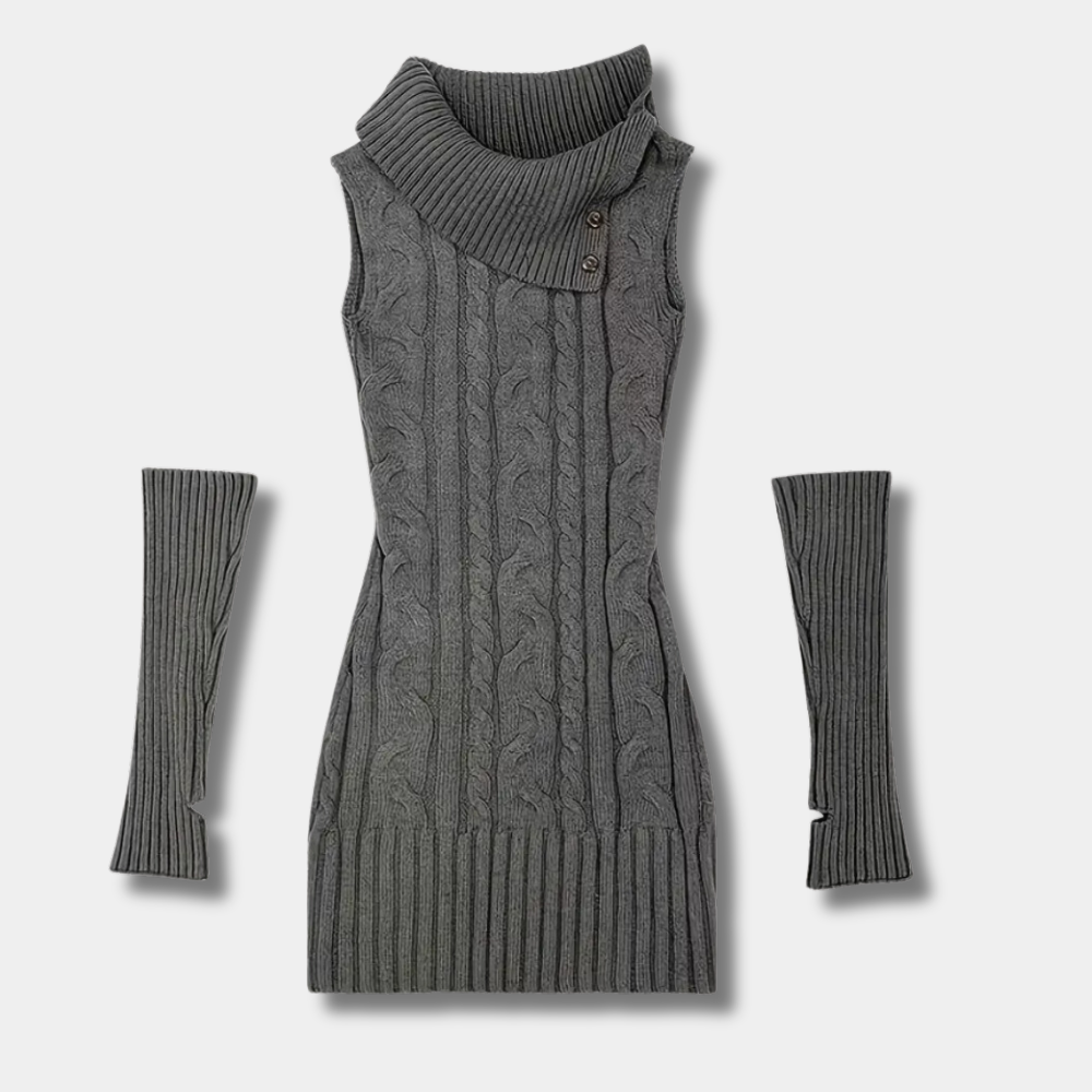 Stilvolles Strickkleid für Damen in Grau